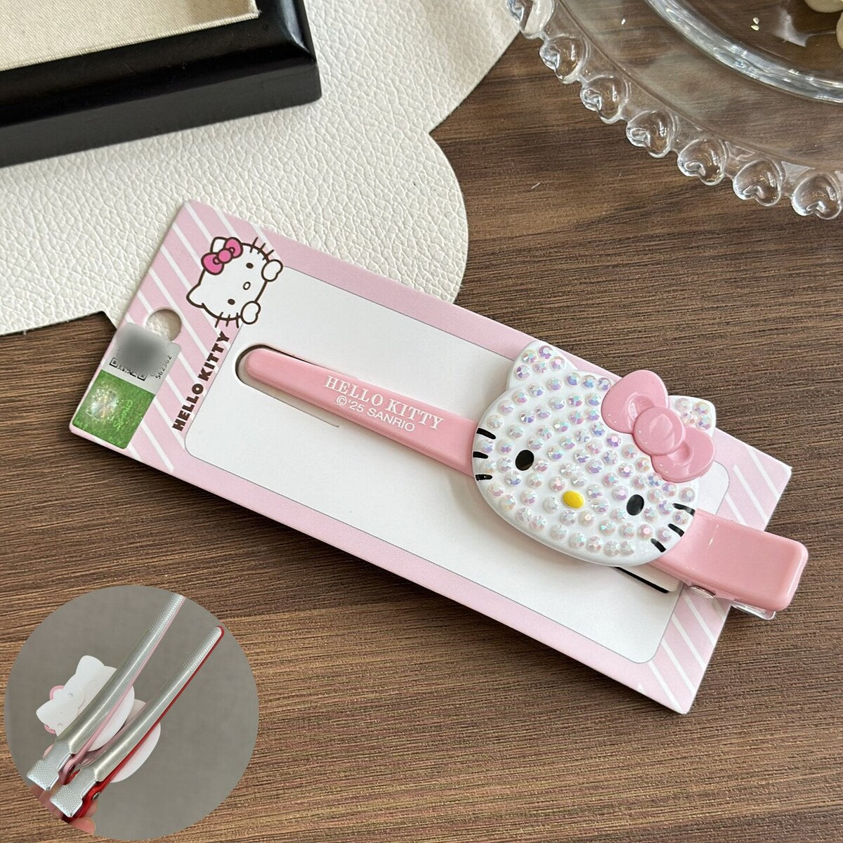 Hello Kitty pink rhinestone long bar hair clip 12.5cm - Sanrio licensed hair accessory