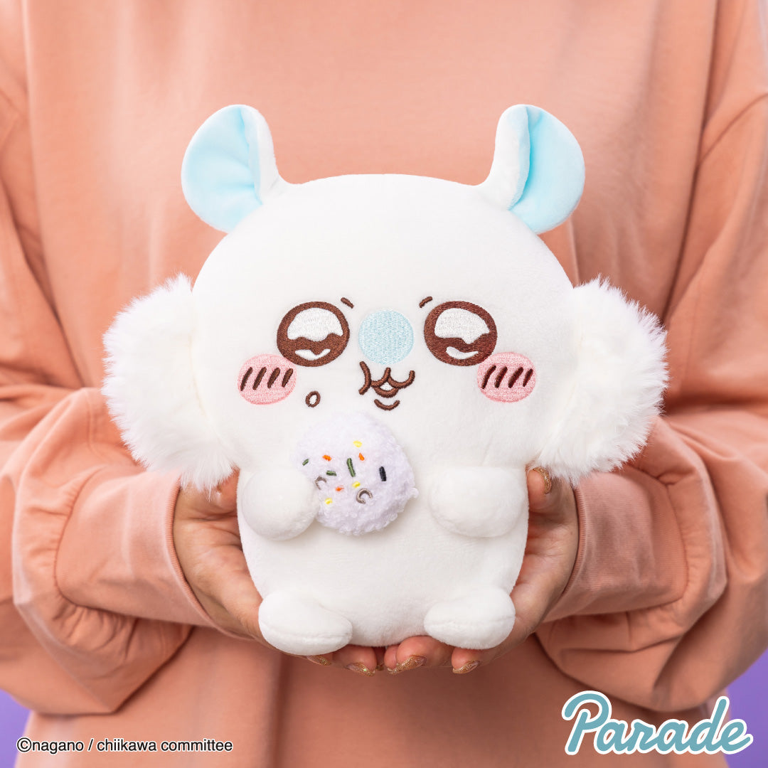 Japan ChiiKawa | Smiley Mononga Eating Onigiri Plush Doll Kawaii items Room Decoration doll - KawaiiGiftLand