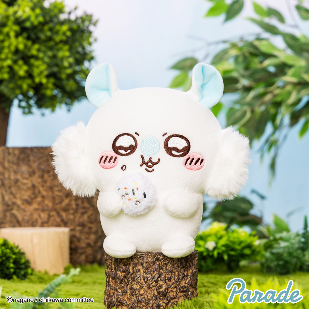Japan ChiiKawa | Smiley Mononga Eating Onigiri Plush Doll Kawaii items Room Decoration doll - KawaiiGiftLand