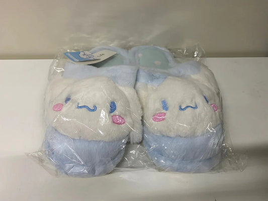 Sanrio Cinnamoroll Blue Fluffy Big Head Fur Winter Slippers KawaiiGiftLand