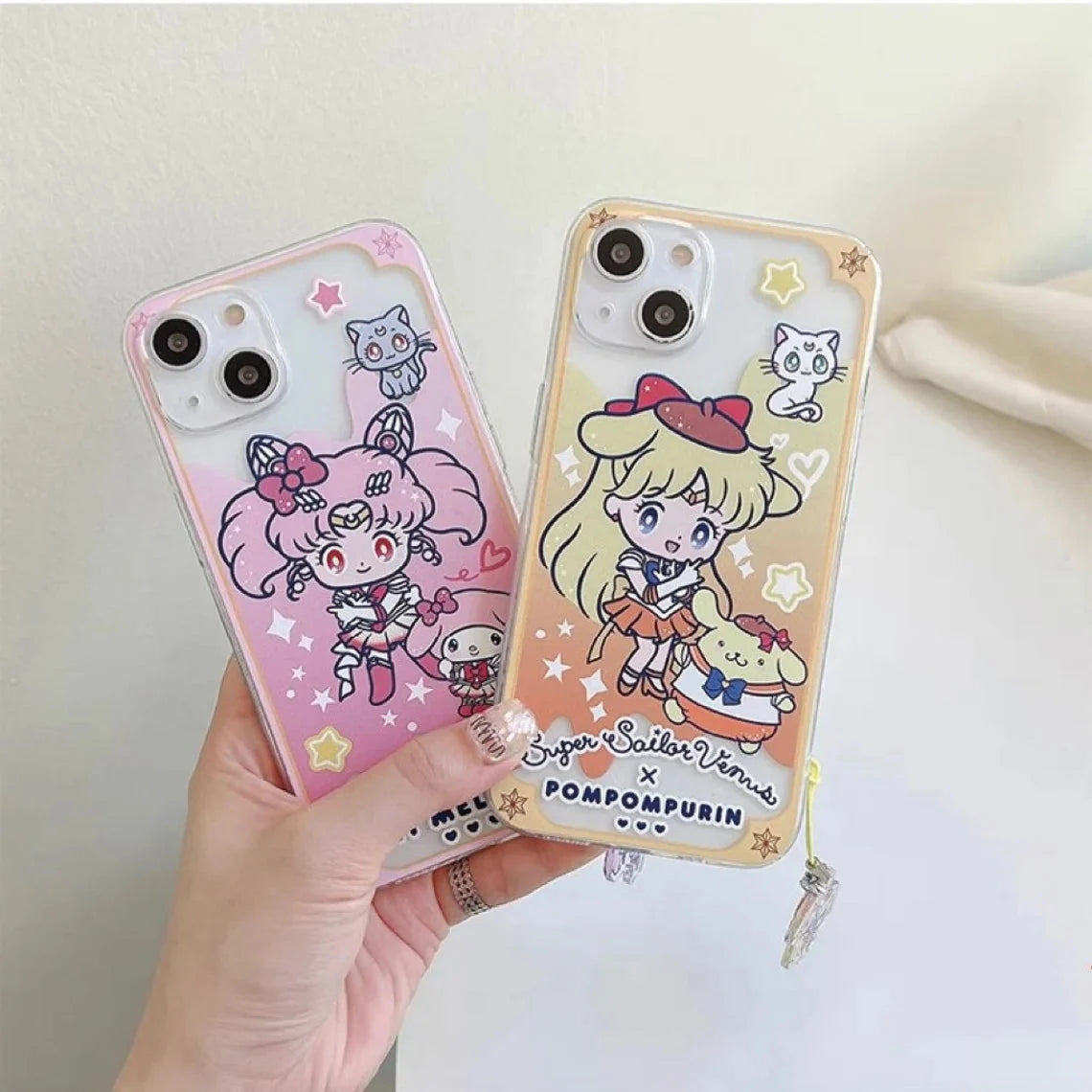 Clean Japanese Cartoon Sailor Moon iPhone Strap KT MM KU CN PN iPhone Case 6 7 8 PLUS SE2 XS XR X 11 12 13 14 15 16 Pro Promax 12mini 13mini KawaiiGiftLand