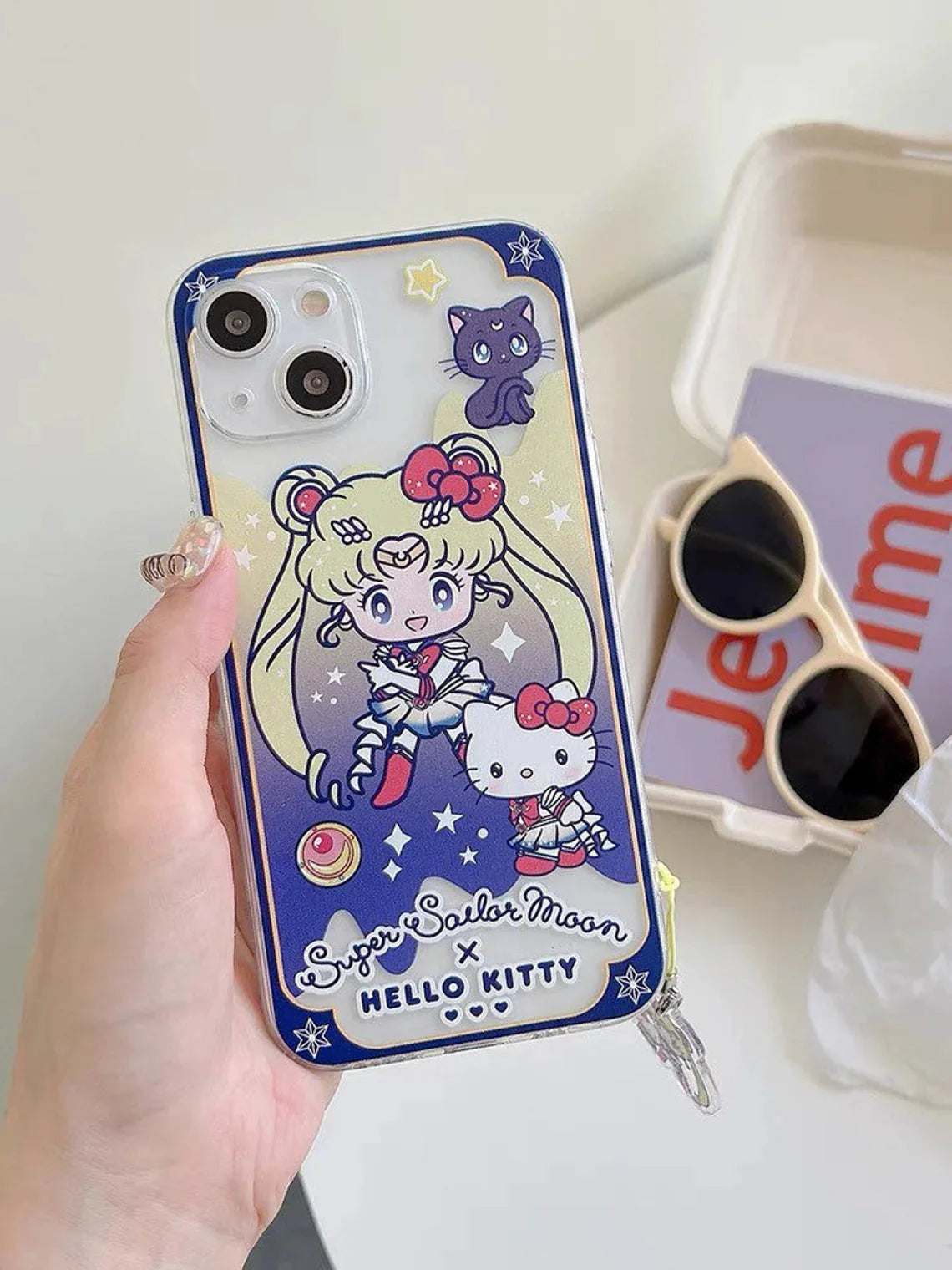 Clean Japanese Cartoon Sailor Moon iPhone Strap KT MM KU CN PN iPhone Case 6 7 8 PLUS SE2 XS XR X 11 12 13 14 15 16 Pro Promax 12mini 13mini KawaiiGiftLand