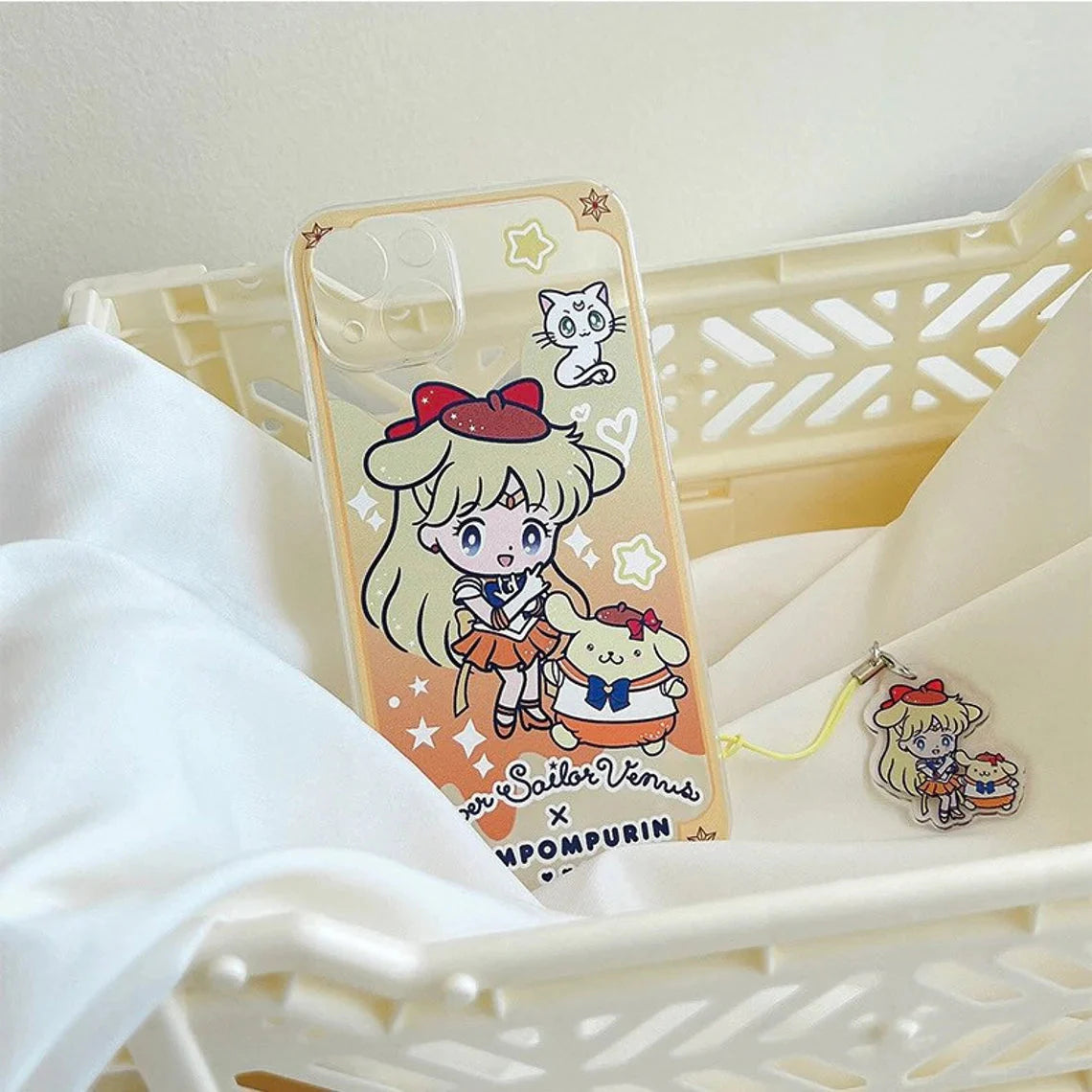 Clean Japanese Cartoon Sailor Moon iPhone Strap KT MM KU CN PN iPhone Case 6 7 8 PLUS SE2 XS XR X 11 12 13 14 15 16 Pro Promax 12mini 13mini KawaiiGiftLand