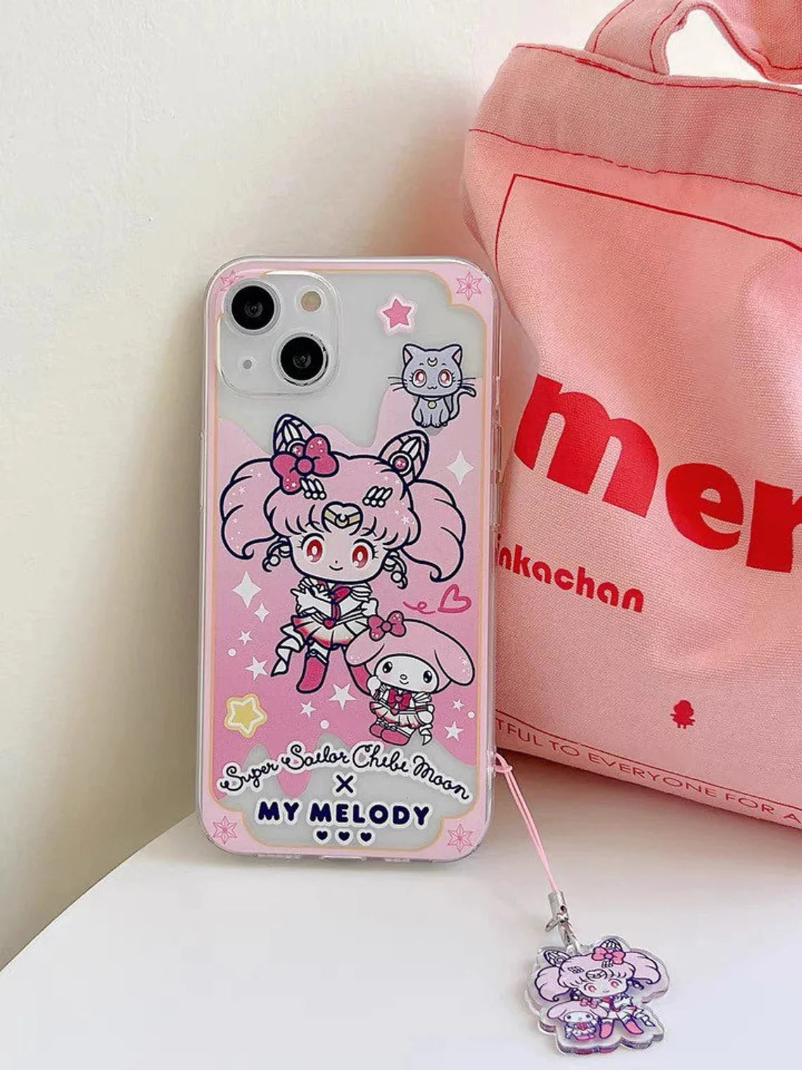 Clean Japanese Cartoon Sailor Moon iPhone Strap KT MM KU CN PN iPhone Case 6 7 8 PLUS SE2 XS XR X 11 12 13 14 15 16 Pro Promax 12mini 13mini KawaiiGiftLand