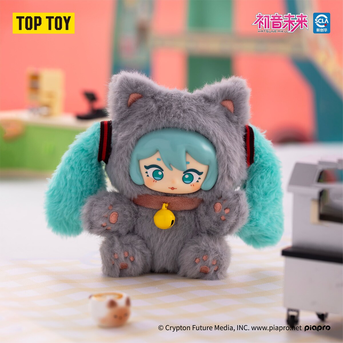 Hatsune Miku Milk Tea Cup Series British Blue Cat plush figure