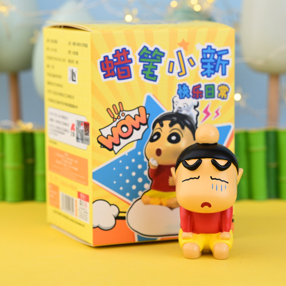 Crayon Shin-chan Got Beaten Up figure with a bump on his head and sweat drops