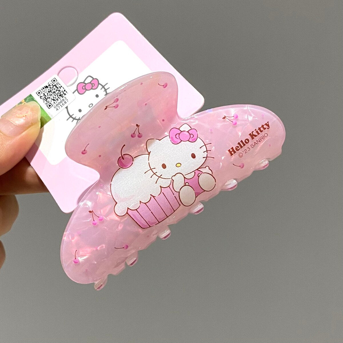 Hello Kitty pink acetate medium claw clip 8.5cm