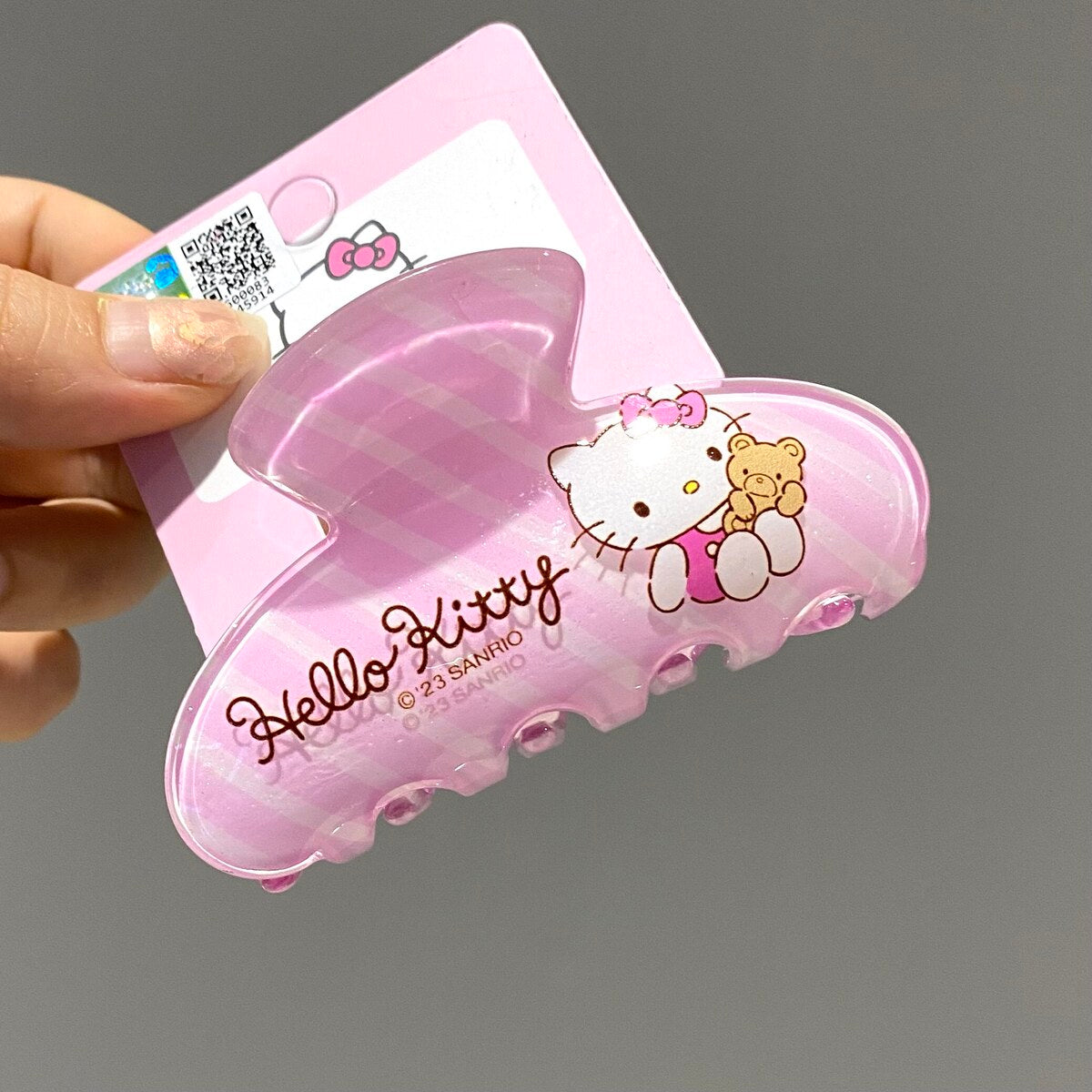 Hello Kitty striped pink medium claw clip 8cm