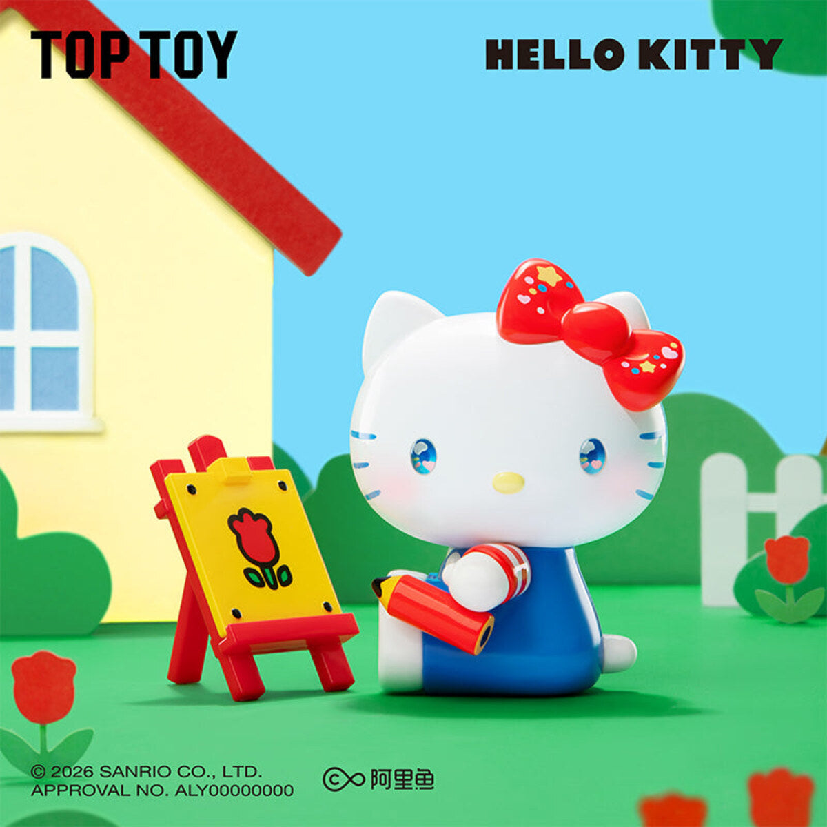 Hello Kitty Classic Revival Series figure - Doodle Fun design painting at an easel