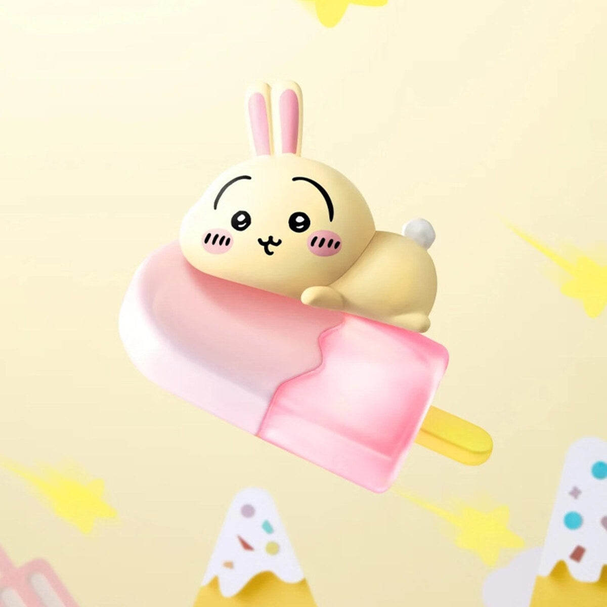 Usagi floating on a popsicle figure from the MINISO Chiikawa Summer Momo Cha Series