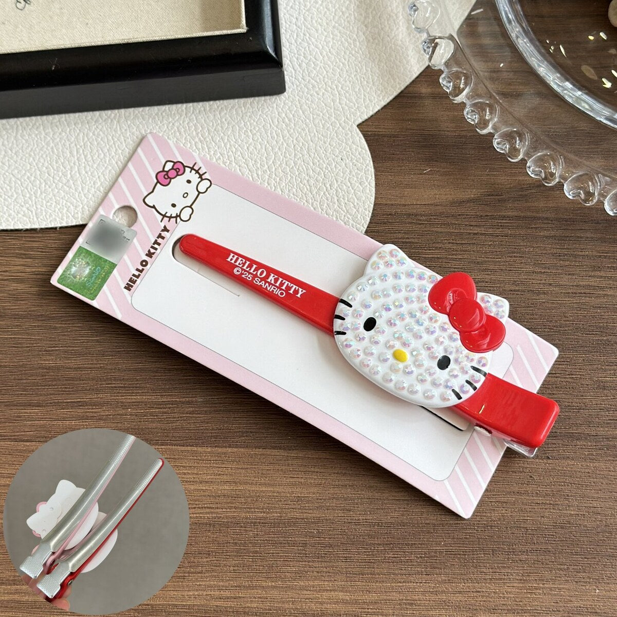 Hello Kitty red rhinestone long bar hair clip 12.5cm - Sanrio licensed hair accessory