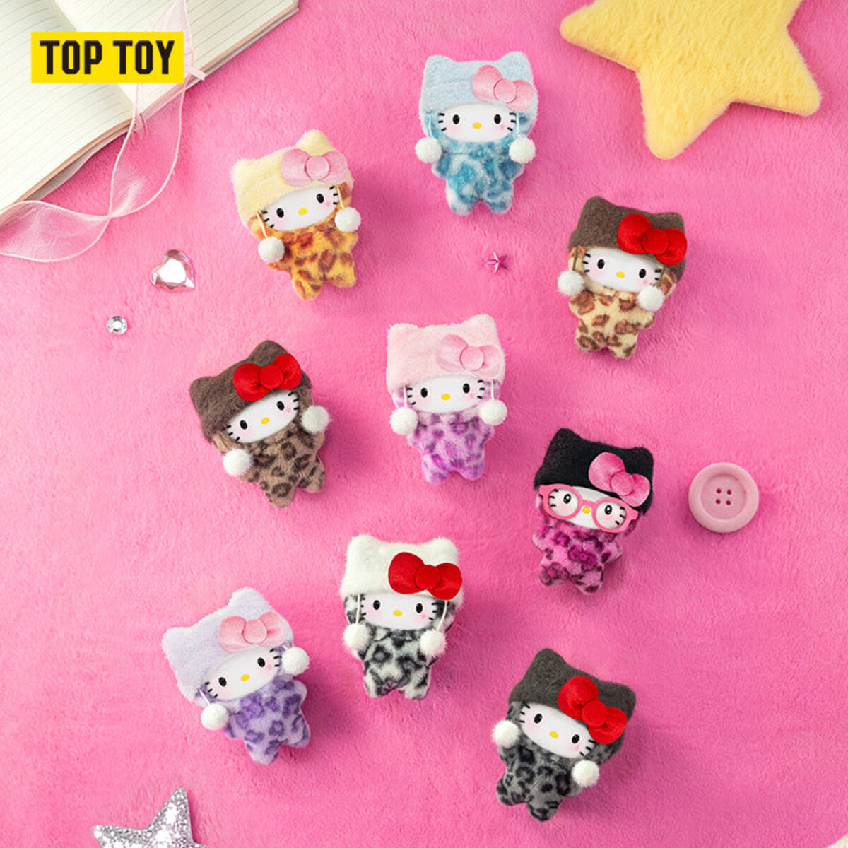 TOPTOY Hello Kitty Leopard Series plush charm blind box full lineup of 8 designs