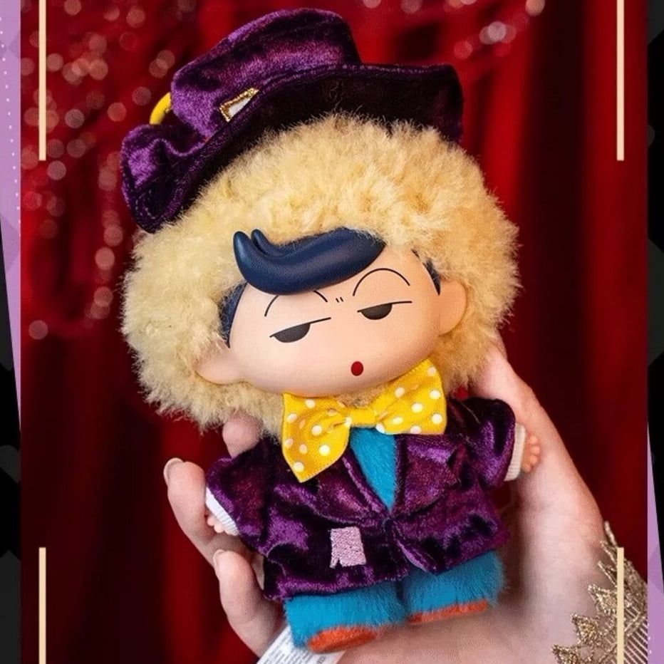 Fujio vinyl plush pendant in a purple velvet suit and top hat