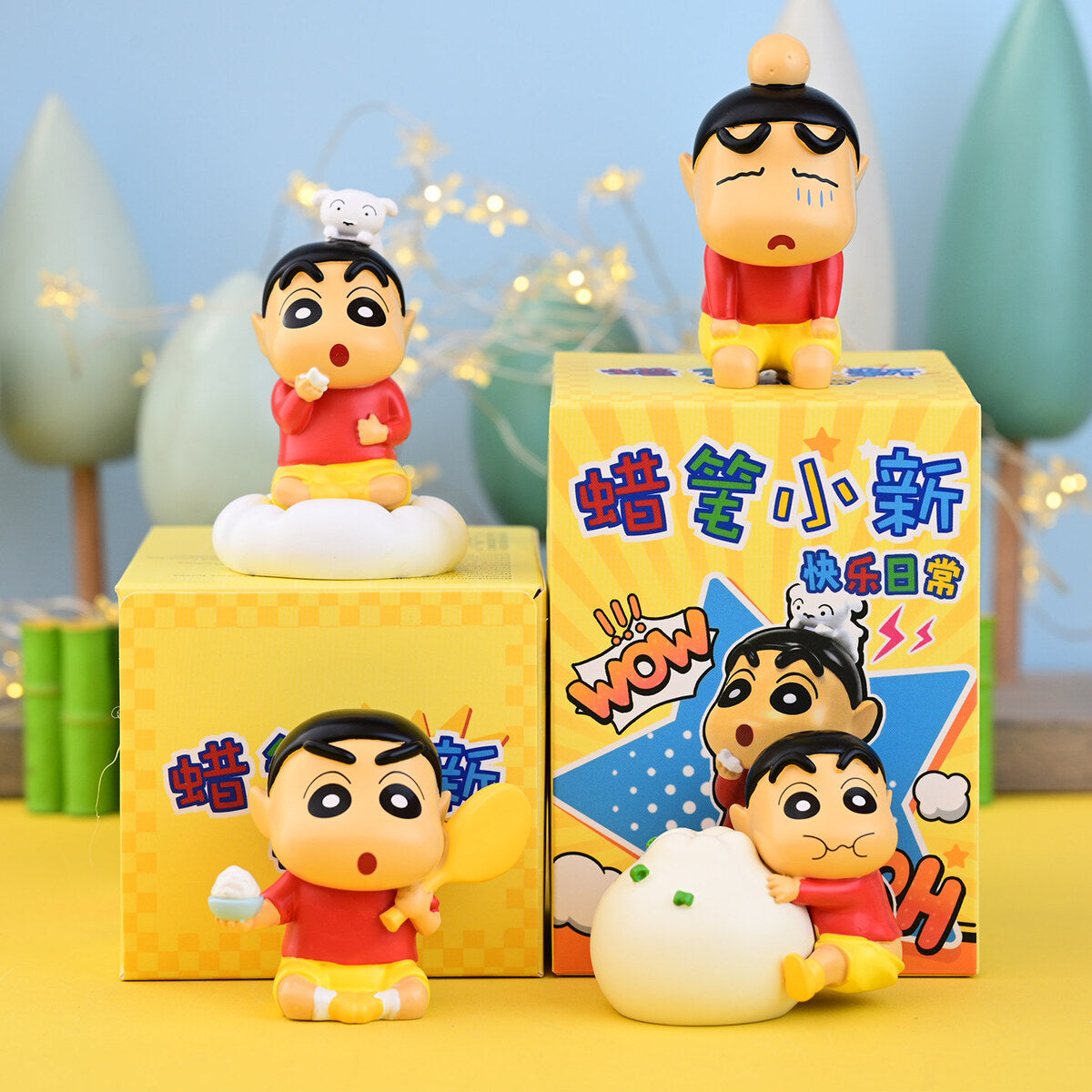 Crayon Shin-chan 4-figure set: Love to Eat Baozi, Got Beaten Up, Time to Eat a Snack and Let's Start Eating