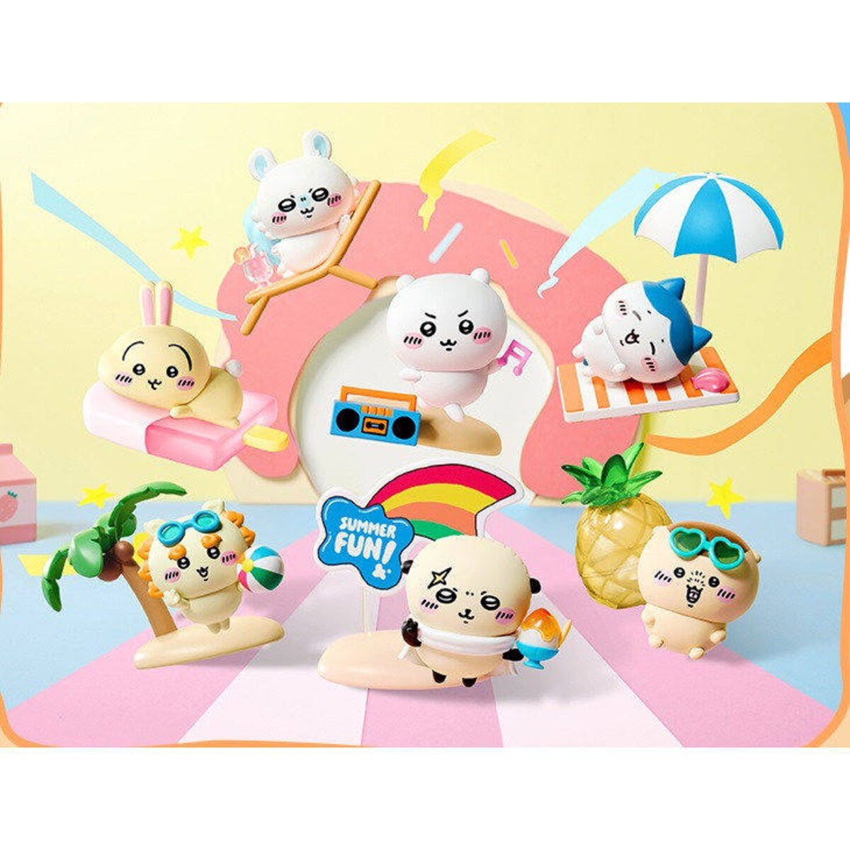MINISO Chiikawa Summer Momo Cha Series blind box figures group shot