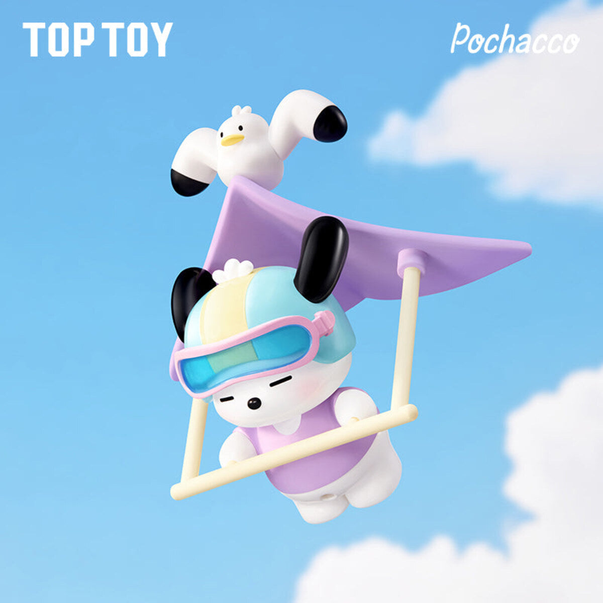 Pochacco Travel Diary Series hang gliding vinyl figure with seagull - blind box design