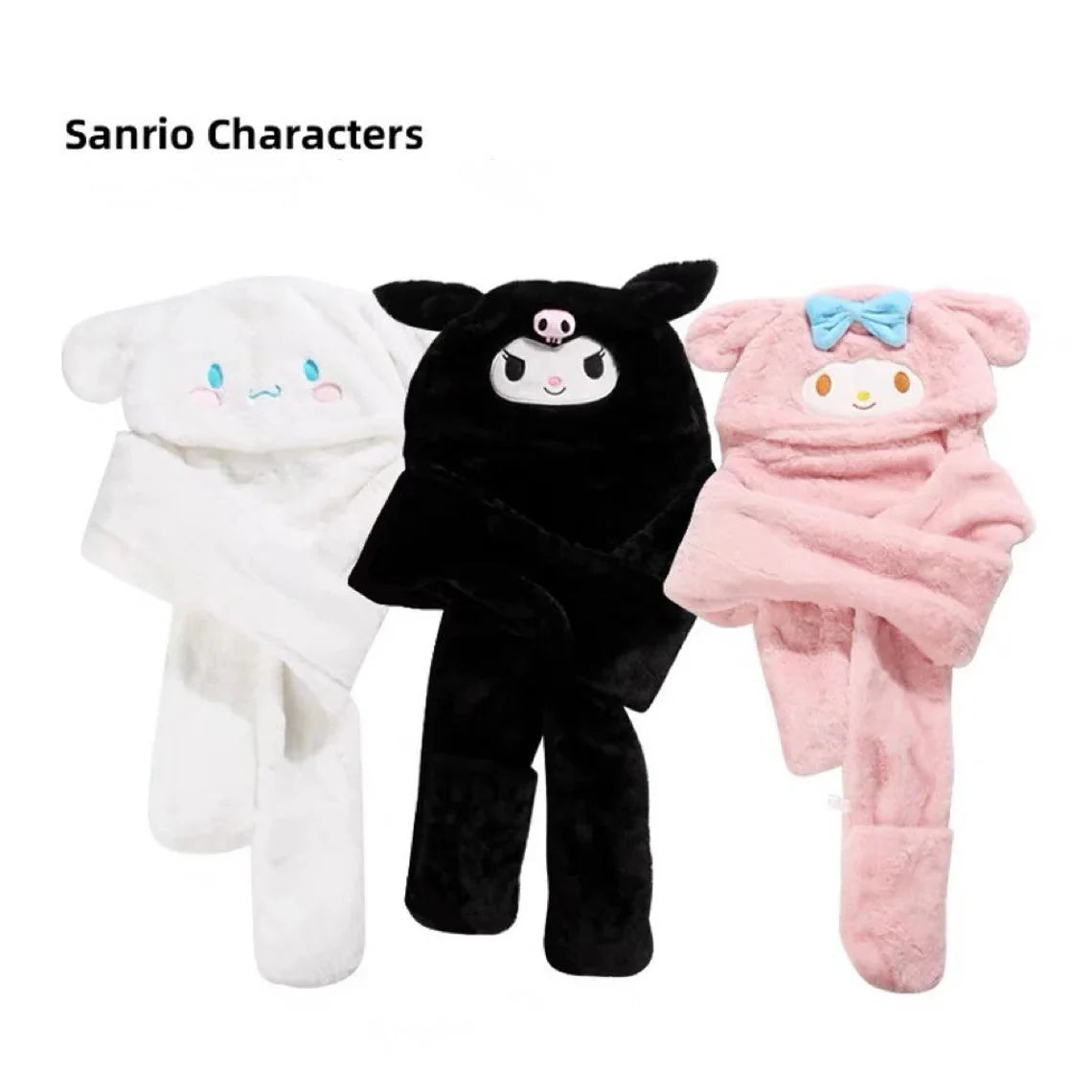 Sanrio My Melody Kuromi Cinnamoroll Hat with Scarf Hat  Winter Warm Accessory Outfits KawaiiGiftLand