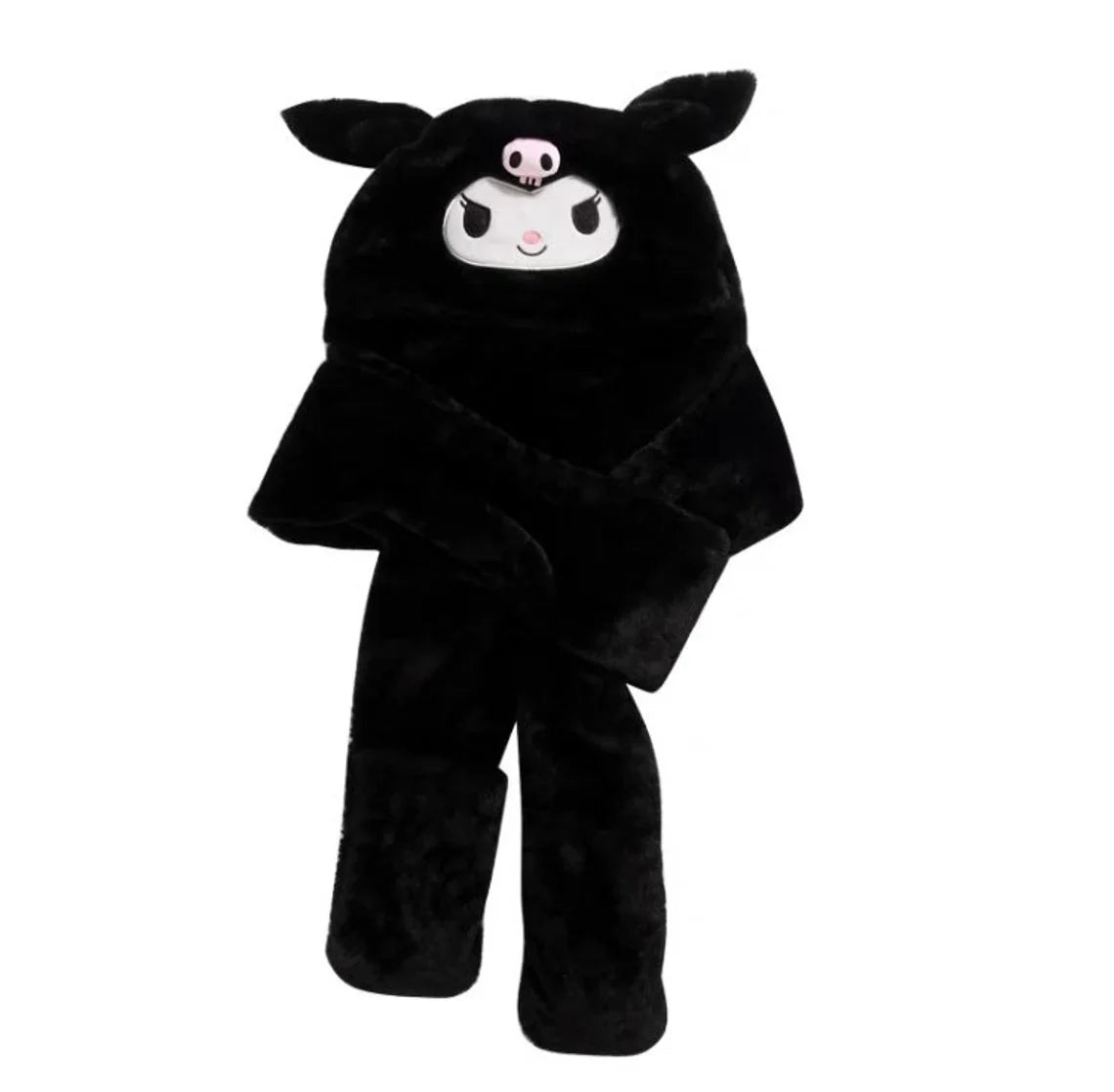 Sanrio My Melody Kuromi Cinnamoroll Hat with Scarf Hat  Winter Warm Accessory Outfits KawaiiGiftLand