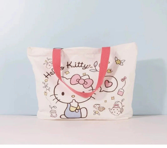 Sanrio Hello Kitty Tote Bag with Zipper KawaiiGiftLand