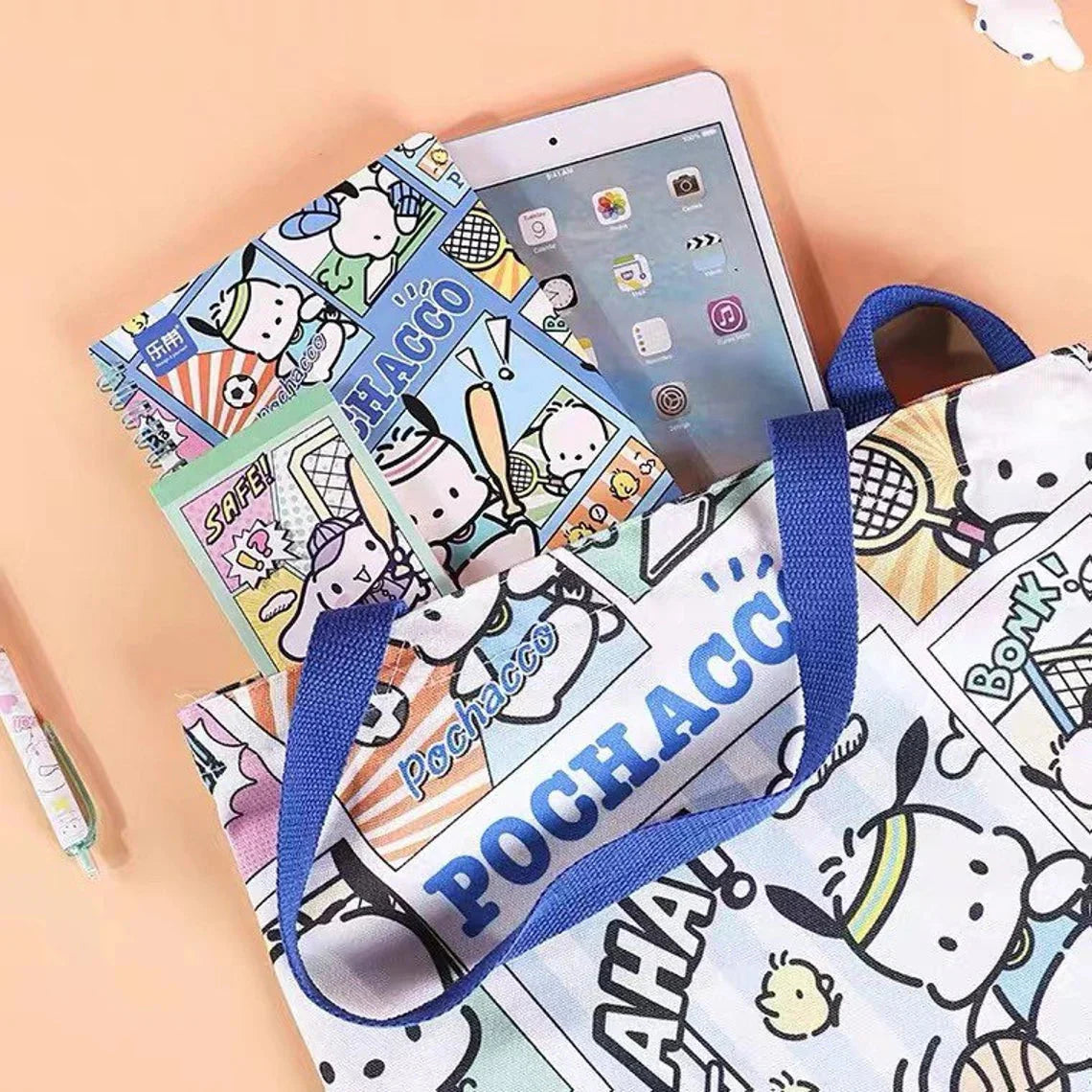 Sanrio Hello Kitty Comics Style Tote Bag with Zipper KawaiiGiftLand