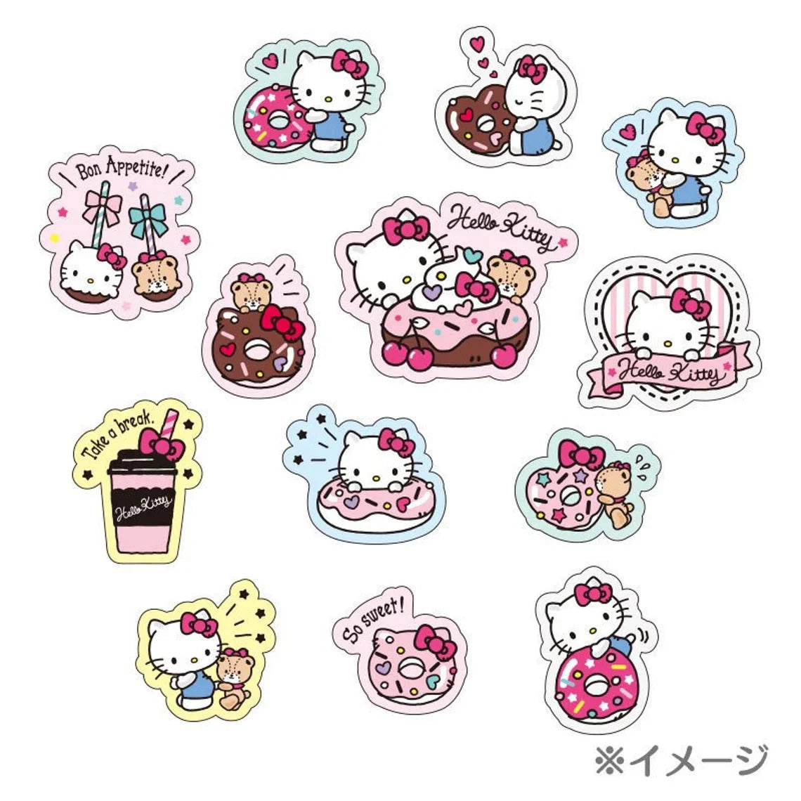 Japan Sanrio Set of 26 Hello Kitty Sweets Donuts Cafe Stickers KawaiiGiftLand