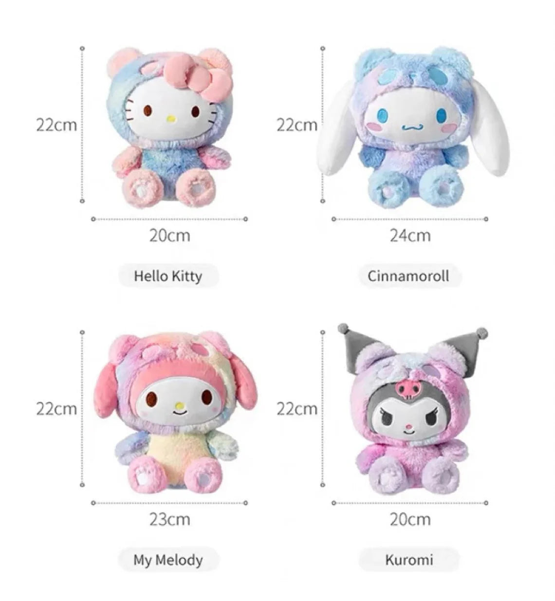 Sanrio Rainbow Panda | Hello Kitty Melody Kuromi Cinnamoroll - 22cm Plush Doll KawaiiGiftLand