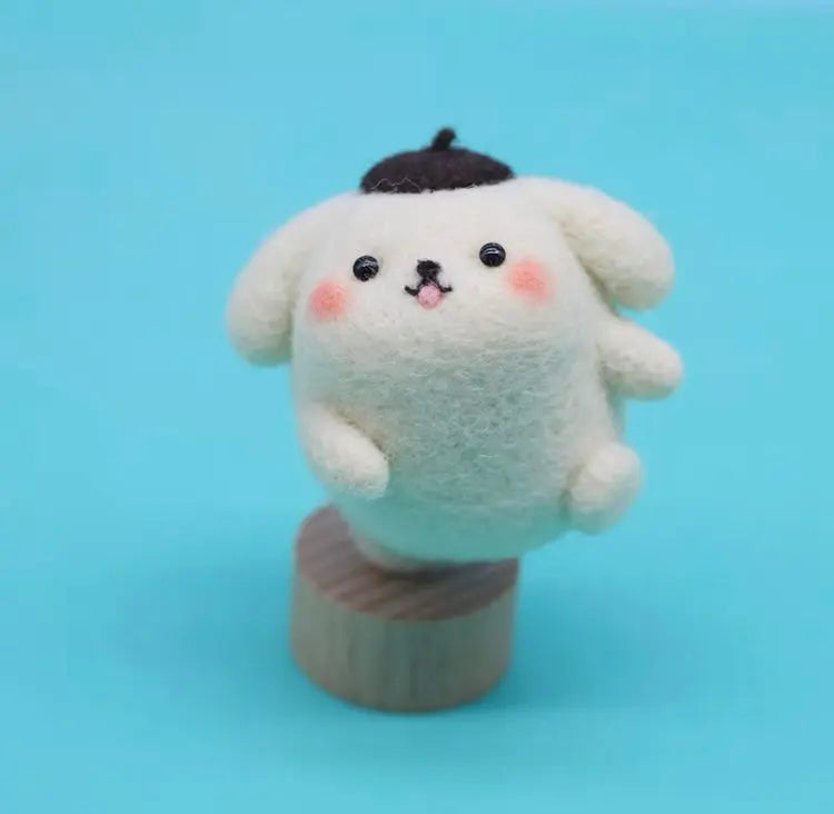 Handmade Wool Felt DIY Craft Kit Set | Sanrio KeyChain - Pompompurin Wool Felting