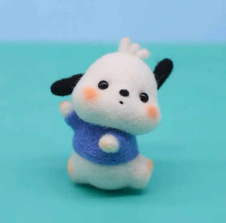 Handmade Wool Felt DIY Craft Kit Set | Sanrio KeyChain - Pochacco Wool Felting