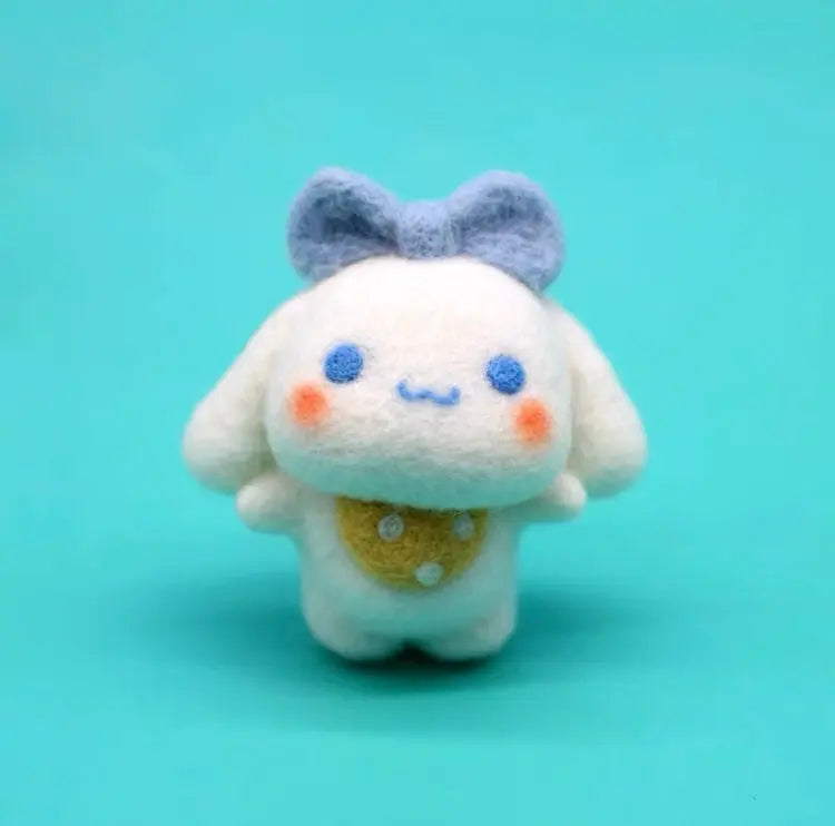 Handmade Wool Felt DIY Craft Kit Set | Sanrio KeyChain - Cinnamoroll Wool Felting