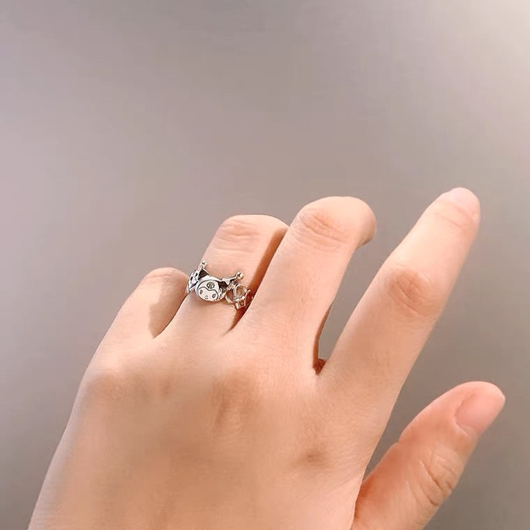Sanrio Kuromi I.Love.Kuromi 925 Silver Ring with Ring Box KawaiiGiftLand