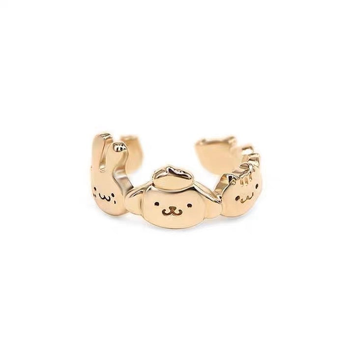 Sanrio Pompompurin 925 Sterling Silver Ring Gold & Silver with Ring Box KawaiiGiftLand