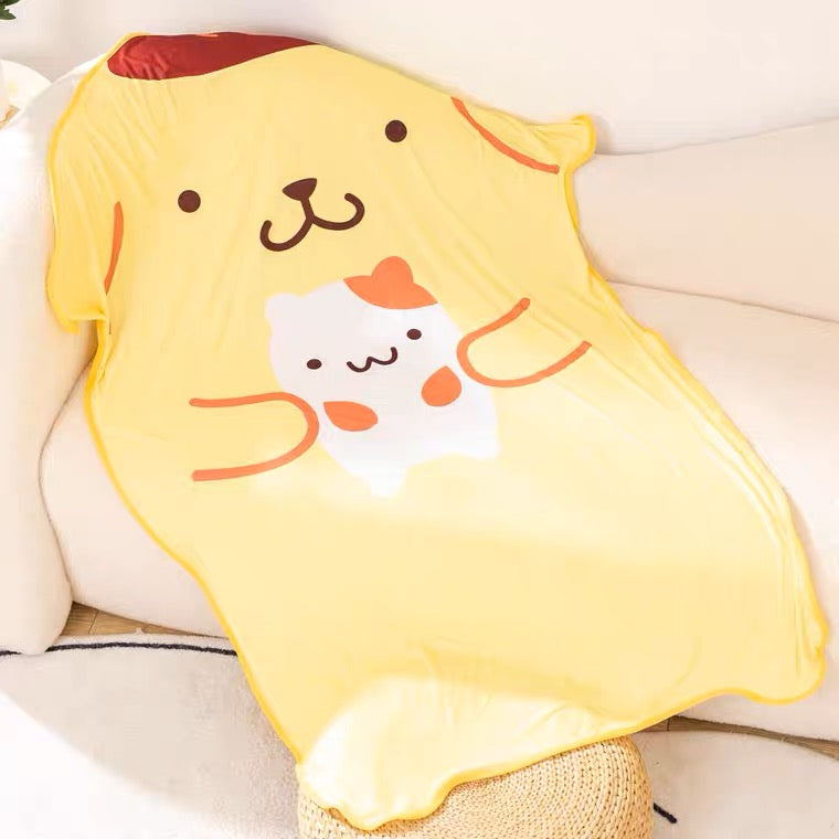 Sanrio Summer Cool Feeling & Felt Blanket | My Melody Kuromi Cinnamoroll Pompompurin - 145x90cm KawaiiGiftLand