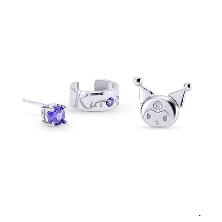 Sanrio Kuromi I.Love.Kuromi 925 Earrings Silver with Box KawaiiGiftLand