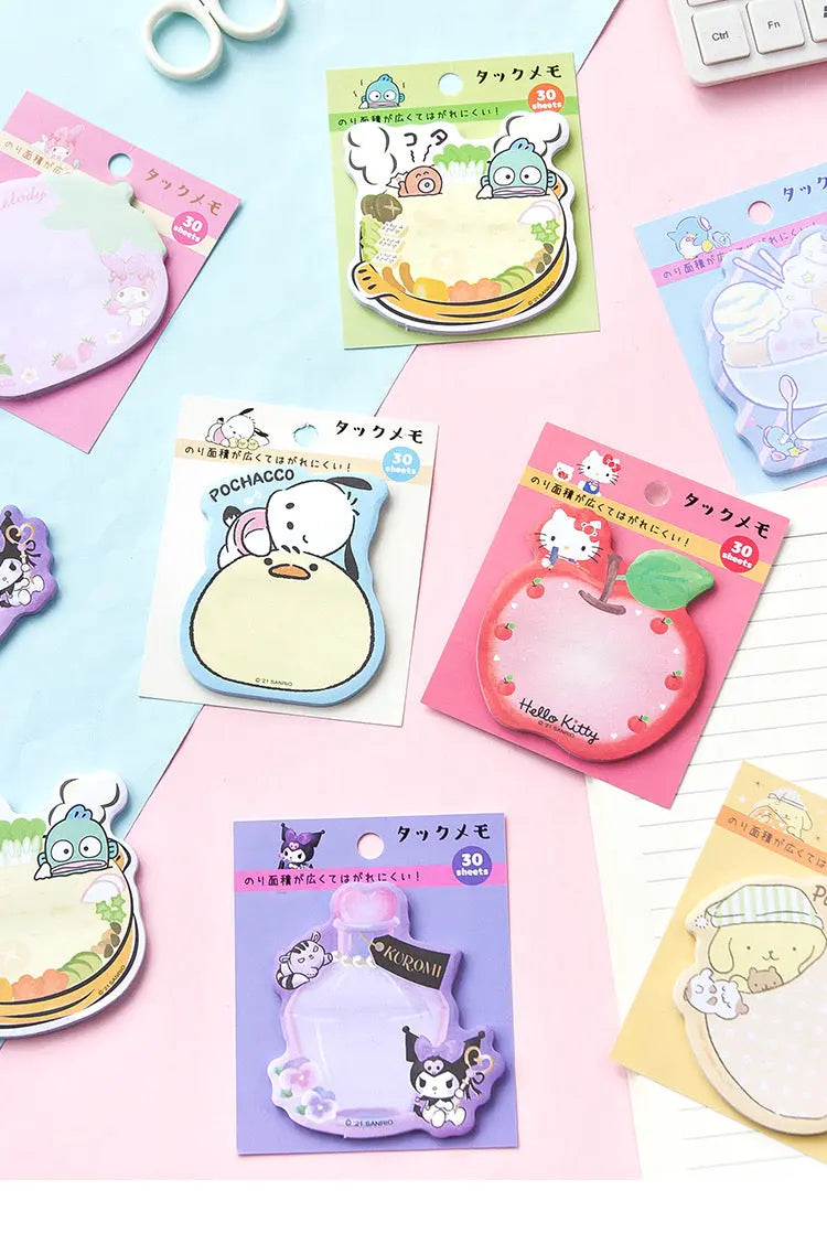 Sanrio Japan Mini Memo Pad | Hello Kitty My Melody Kuromi Cinnamoroll Pompompurin Pochacco Hangyodon Tuxedosam - 30Sheets