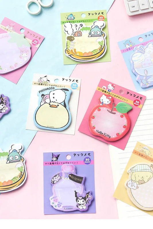 Sanrio Japan Mini Memo Pad | Hello Kitty My Melody Kuromi Cinnamoroll Pompompurin Pochacco Hangyodon Tuxedosam - 30Sheets