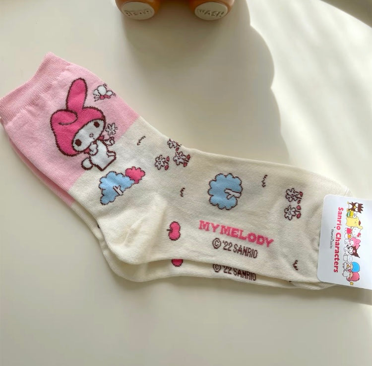 Sanrio Kawaii Colourful Cotton Socks | Hello Kitty My Melody Kuromi Cinnamoroll Pompompurin Keroppi Bad Badtz Maru - Short Boot Socks KawaiiGiftLand