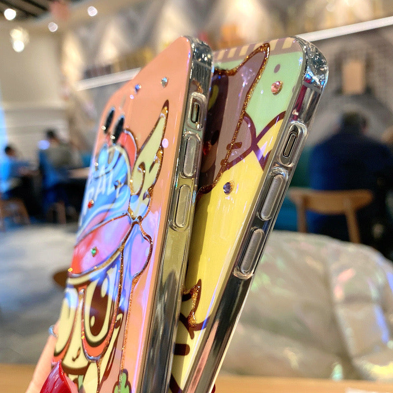 Japanese Cartoon Sailor Moon & Robot Girl Arale Blu Ray Bling Bling iPhone Case 15 14 13 12 11 7 8 Max Plus mini KawaiiGiftLand