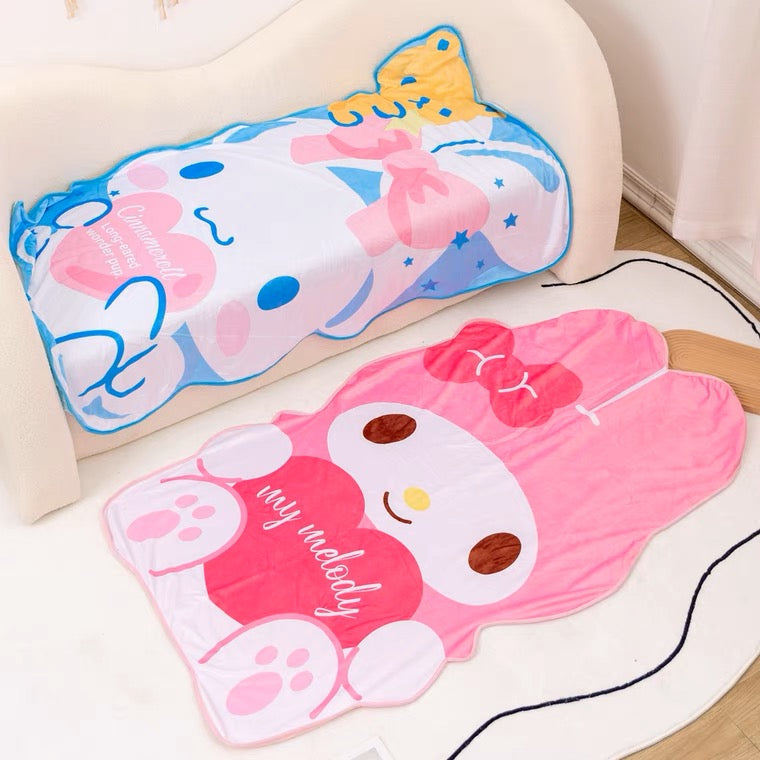Sanrio Summer Cool Feeling & Felt Blanket | My Melody Cinnamoroll Hangyodon - 145x90cm KawaiiGiftLand