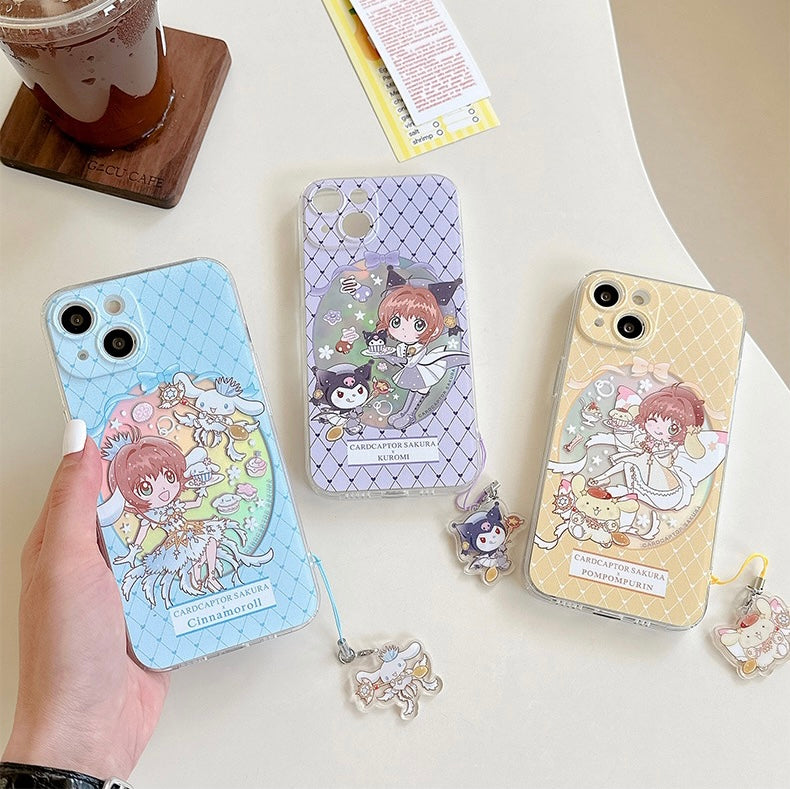 Japanese Cartoon CardCaptorSakura Cafe Maid Laser Version with KU CN PN iPhone Case 6 7 8 PLUS SE2 XS XR X 11 12 13 14 15 16 Pro Promax 12mini 13mini KawaiiGiftLand