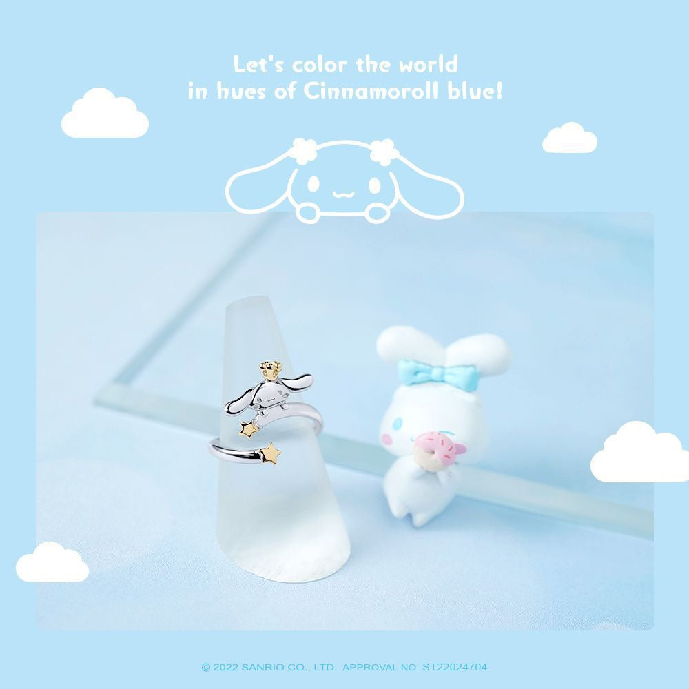 Sanrio Cinnamoroll 20th Annversary 925 Sterling Silver Ring Gold & Silver with Ring Box KawaiiGiftLand