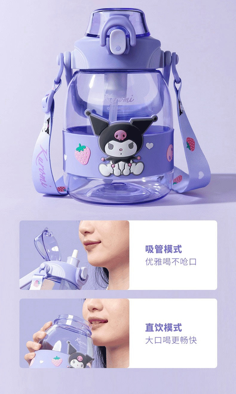 Sanrio 1200ml Big Water Bottle with Straw My Melody Kuromi Cinnamoroll Pochacco - for Cool Water KawaiiGiftLand