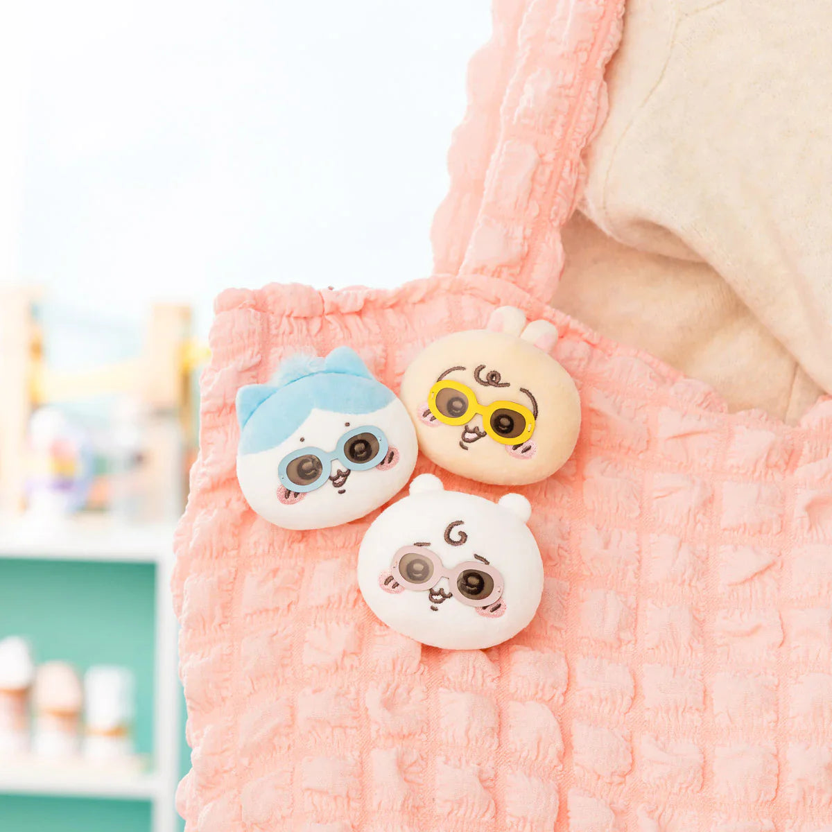 Japan ChiiKawa Baby Series | ChiiKawa Hachiware Usagi Cute Baby Wearing Sunglasses Plush Doll Badge Set - Kawaii items Room Decoration Doll