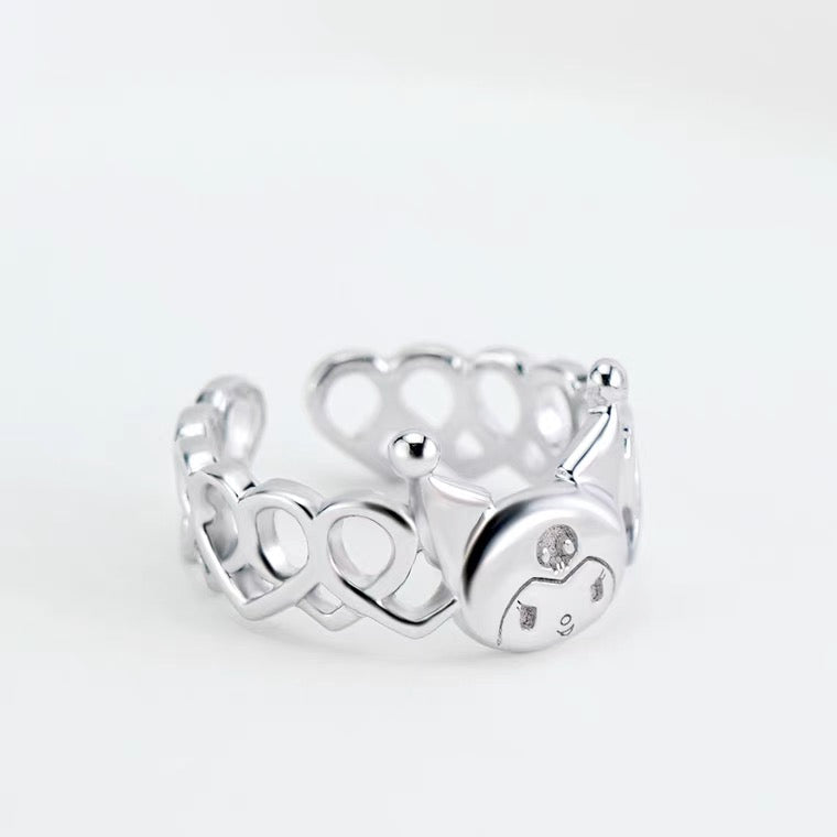 Sanrio Kuromi I.Love.Kuromi 925 Silver Ring with Ring Box KawaiiGiftLand