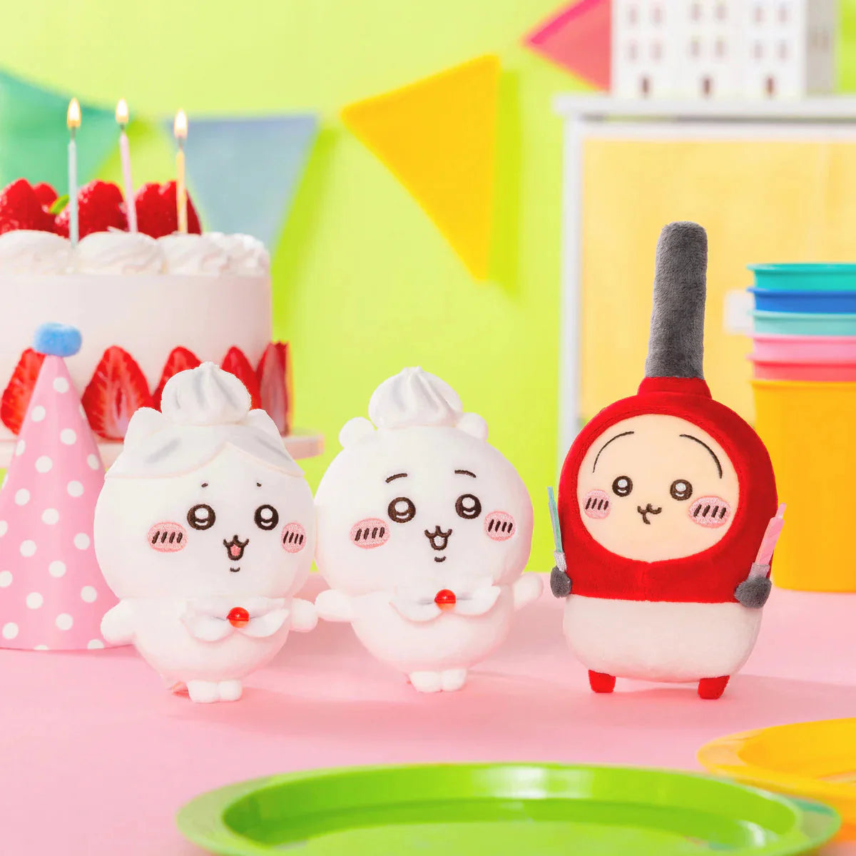 Japan ChiiKawa ChiiKawa & Hachiware Birthday 2025 Series | ChiiKawa Hachiware Usagi Birthday Cake Cream and Lighter Plush Doll Keychain Kawaii items Room Decoration doll KawaiiGiftLand