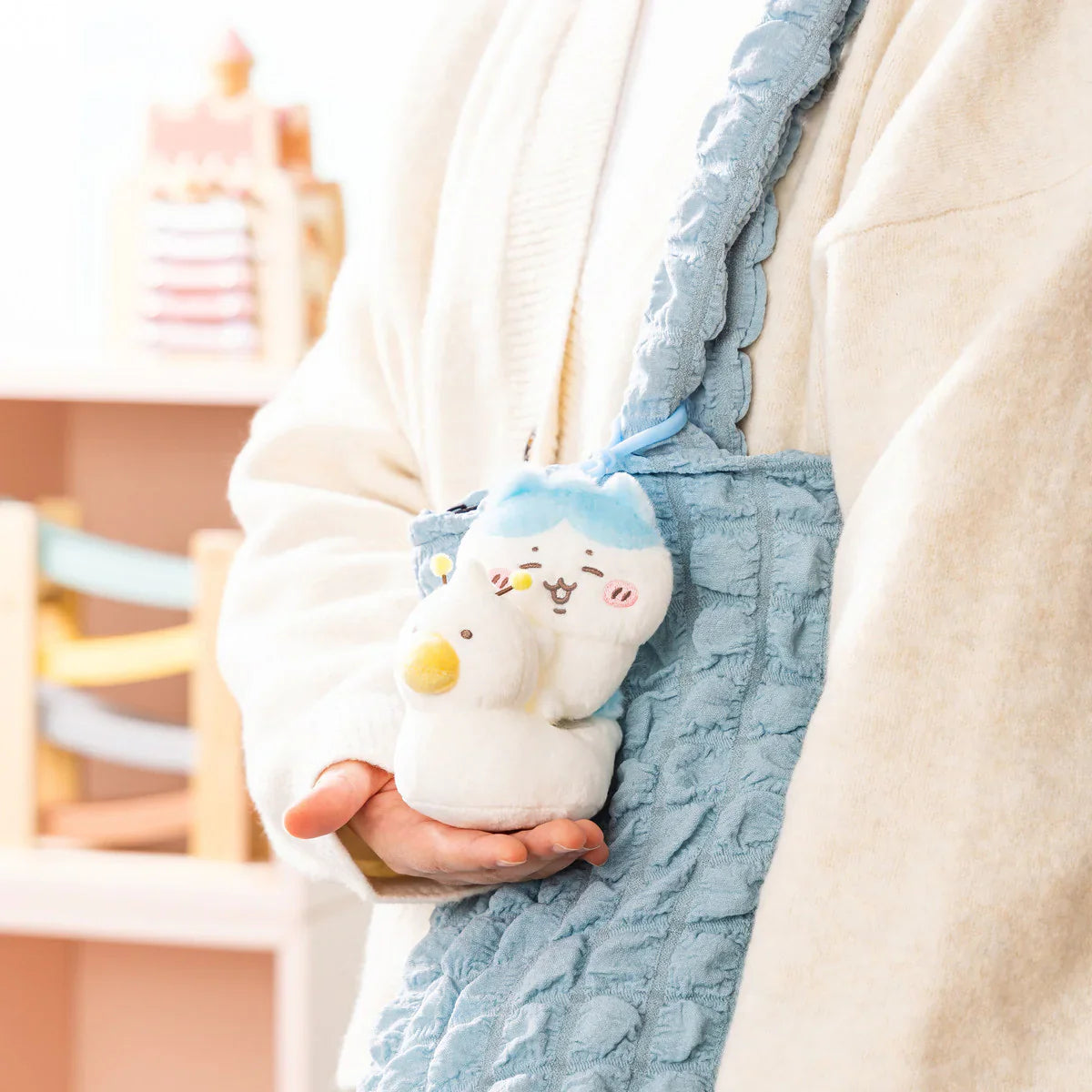 Japan ChiiKawa Baby Series | ChiiKawa Hachiware Usagi Cute Baby Sitting on Duck Toilet Plush Doll - Kawaii items Room Decoration Doll