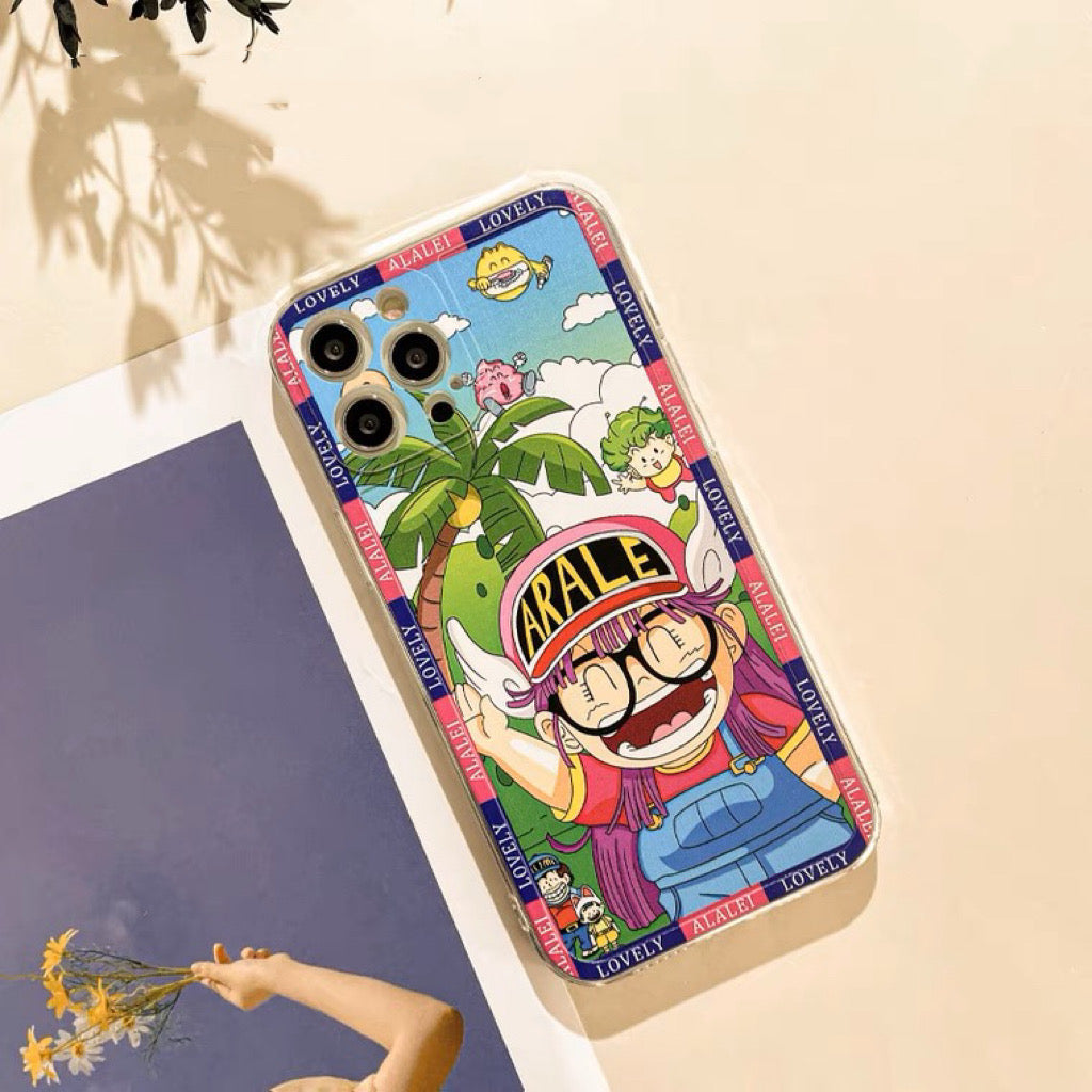 Japanese Cartoon Robot Girl Arale Say Hi iPhone Case 6 7 8 PLUS SE2 XS XR X 11 12 13 14 15 Pro Promax 12mini 13mini KawaiiGiftLand