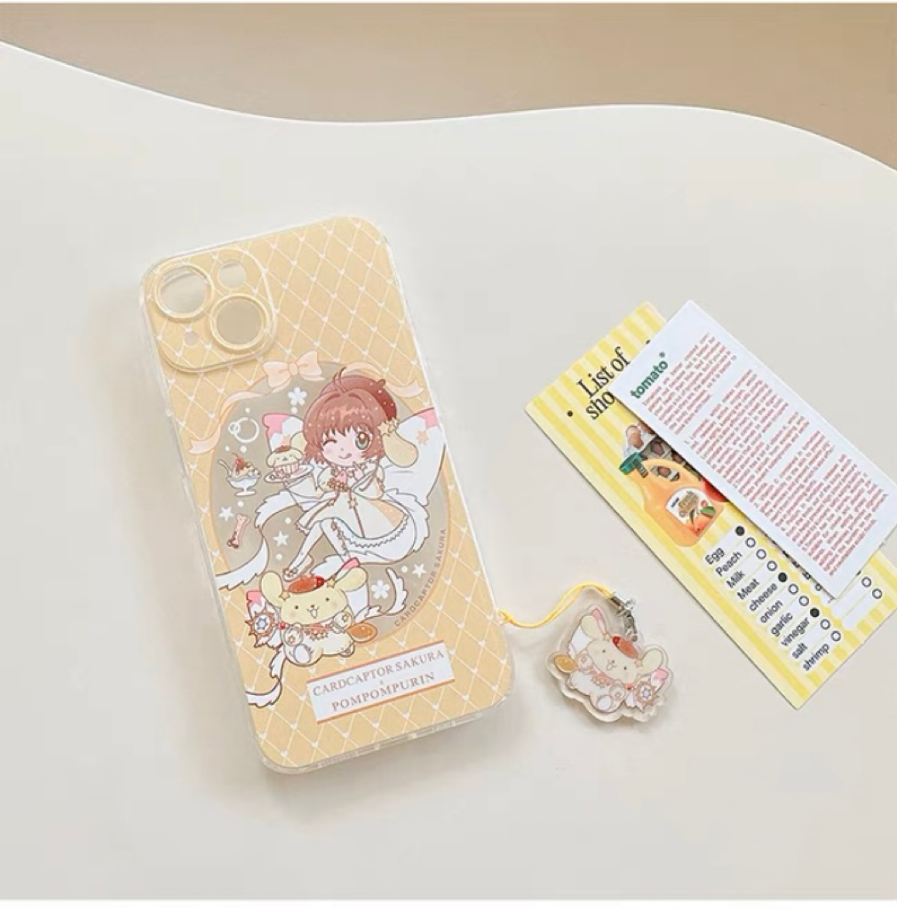 Japanese Cartoon CardCaptorSakura Cafe Maid Laser Version with KU CN PN iPhone Case 6 7 8 PLUS SE2 XS XR X 11 12 13 14 15 16 Pro Promax 12mini 13mini KawaiiGiftLand