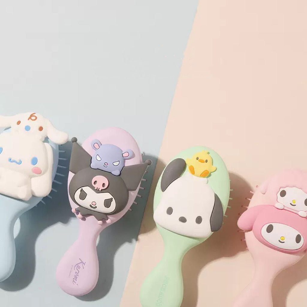 Sanrio My Melody Kuromi Cinnamoroll Pochacco with Friend Mini Paddle Brush Comb KawaiiGiftLand