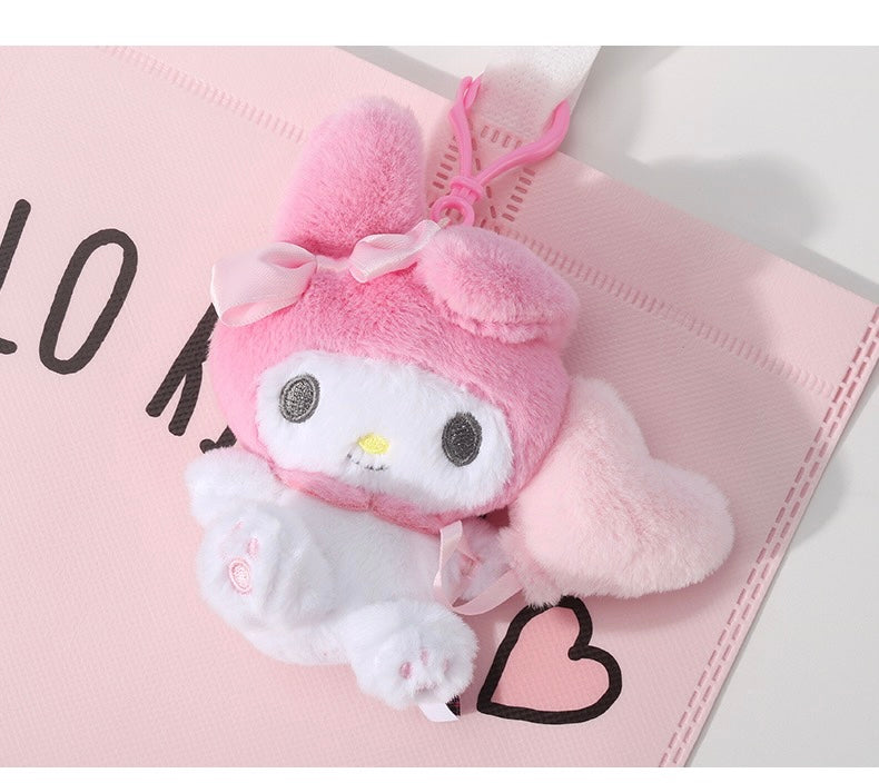 Sanrio Characters with Balloon Plush Doll Keychain | Hello Kitty My Melody Kuromi Cinnamoroll Pompompurin Pochacco KawaiiGiftLand