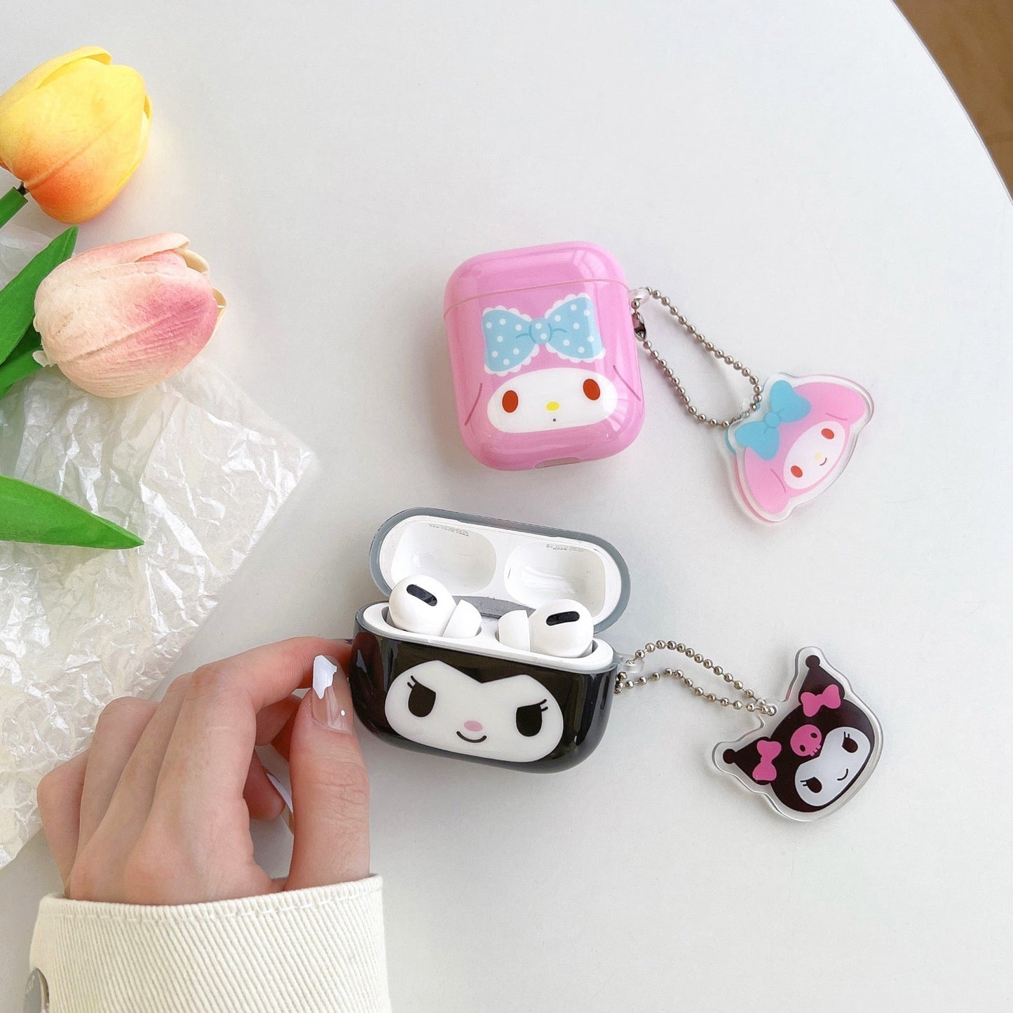 Japanese Cartoon My Melody Kuromi Simple Big Head AirPods AirPodsPro AirPods3 Case KawaiiGiftLand
